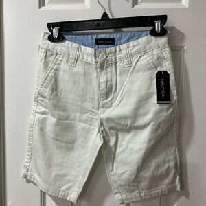 Nautica White Bermuda Shorts Lightweight Cotton